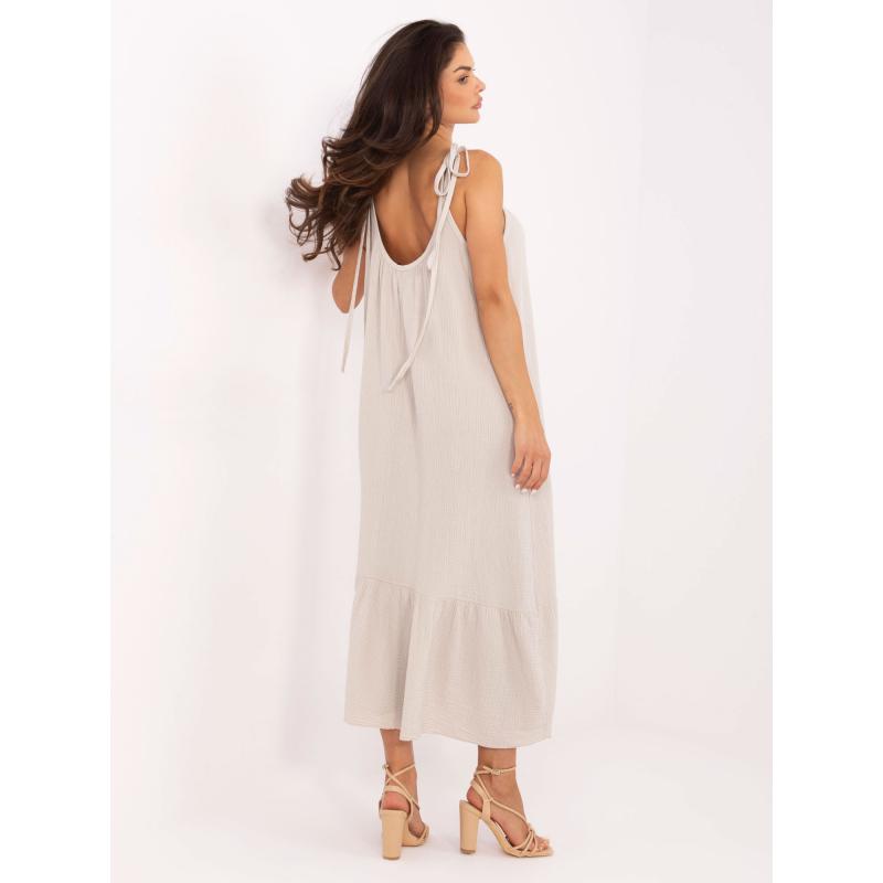 Világos bézs színű ruha vállpántokkal OCH BELLA