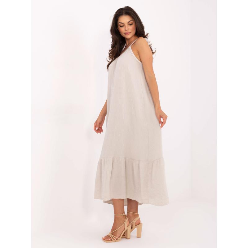 Világos bézs színű ruha vállpántokkal OCH BELLA