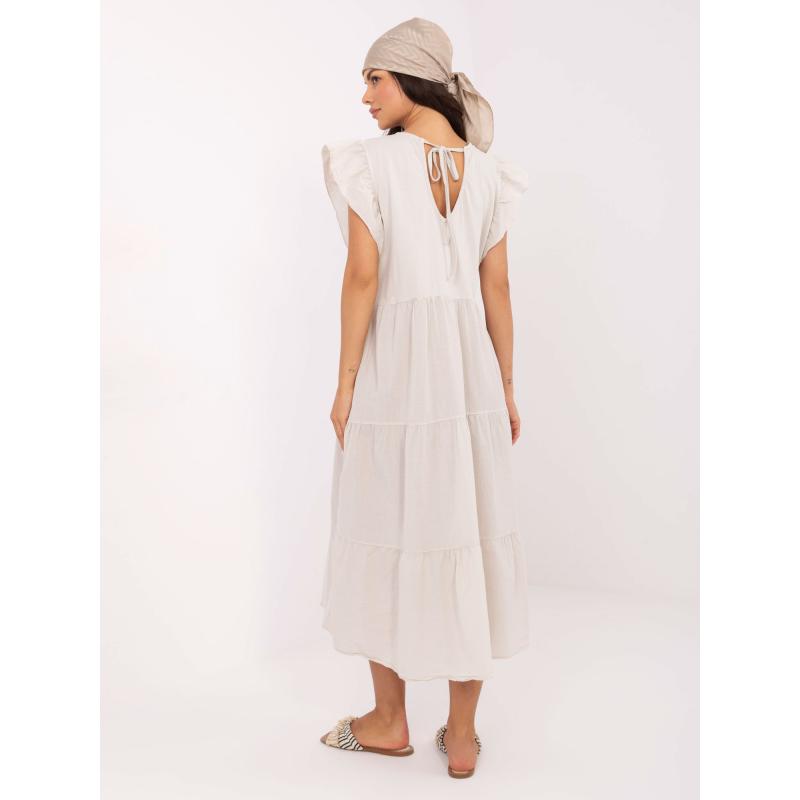 Világos bézs színű midi ruha nyárra OCH BELLA