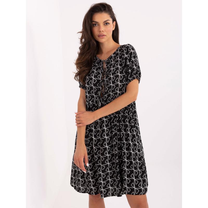 Černé viskózové vzorované šaty SUBLEVEL