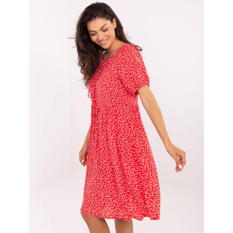 Červené letní šaty s vázáním SUBLEVEL