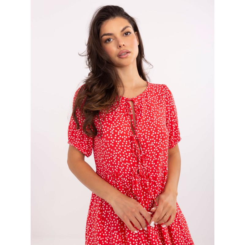 Červené letní šaty s vázáním SUBLEVEL