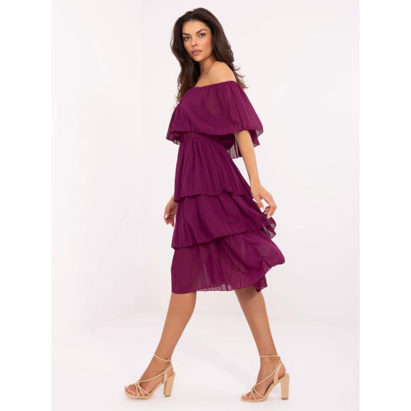 Fialové puntíkované šaty s vrstvami OCH BELLA