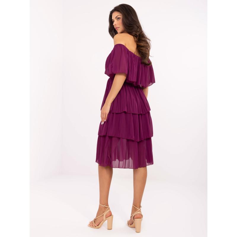 Fialové puntíkované šaty s vrstvami OCH BELLA