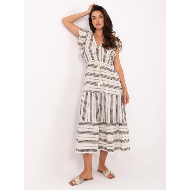 Ecru-fekete boho csíkos ruha OCH BELLA