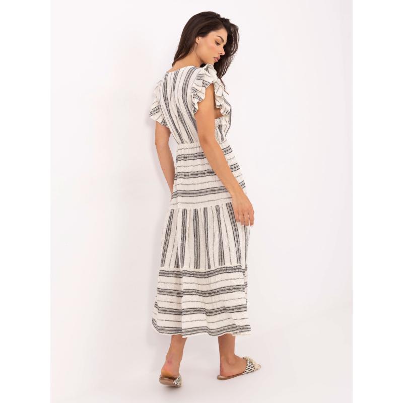 Ecru-fekete boho csíkos ruha OCH BELLA