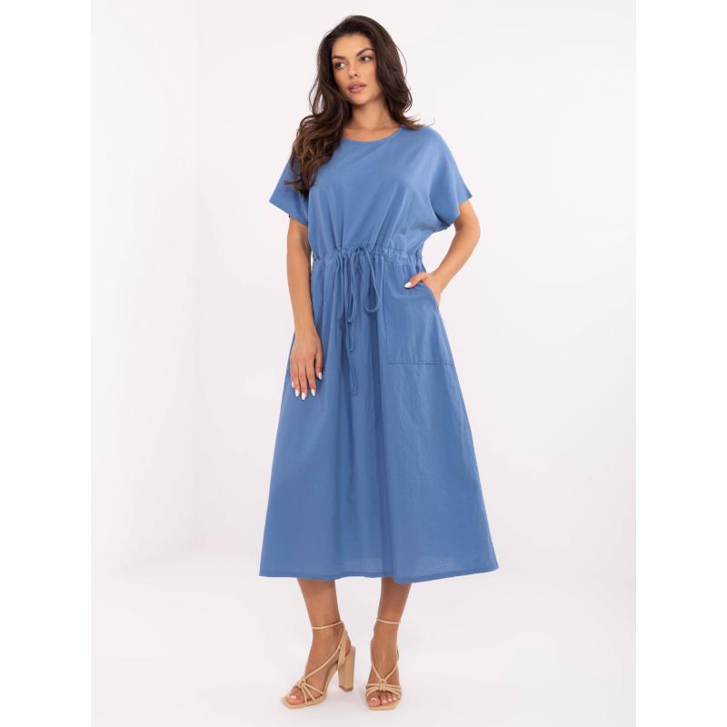 Špinavě modré šaty s krátkým rukávem OCH BELLA