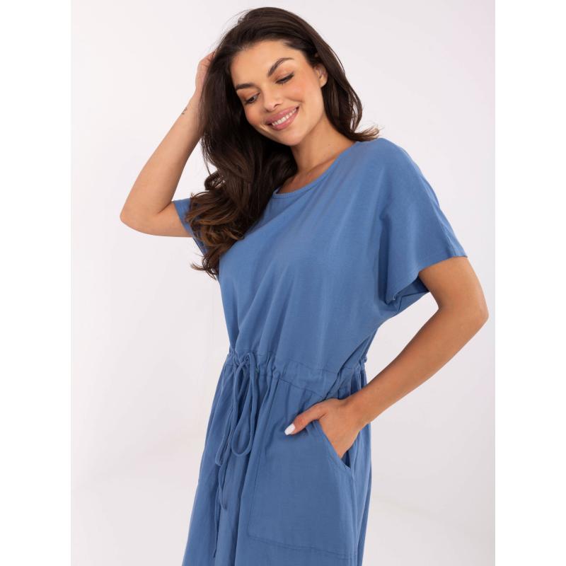 Špinavě modré šaty s krátkým rukávem OCH BELLA