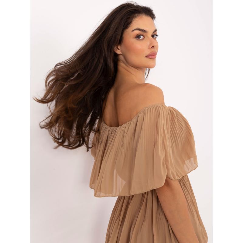 Španělské šaty s volánky ve velbloudí barvě OCH BELLA