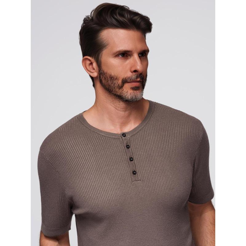 Pamut póló mellkasi és hátsó nyomtatással - sötétbézs V2 OM-TSWT-0201 OM-TSWT-0201