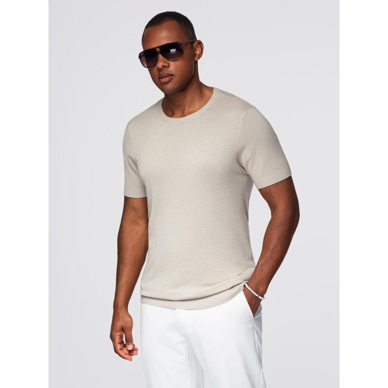 Modern, steppelt férfi kabát kombinált anyagokból – sötétkék V2 OM-JAHP-0303