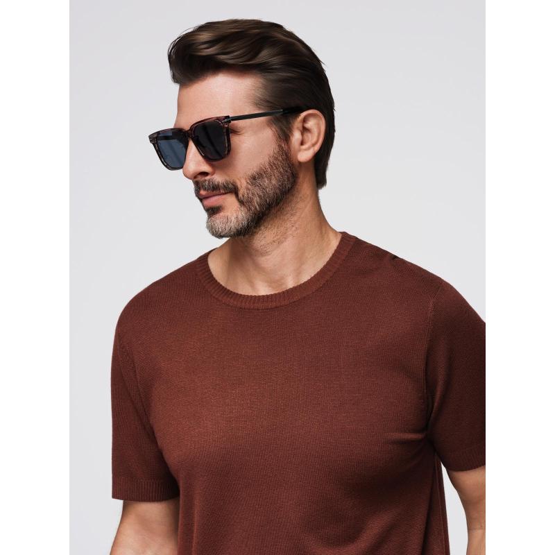 Férfi steppelt kabát levehető kapucnival – kék-piros V1 OM-JALP-0206