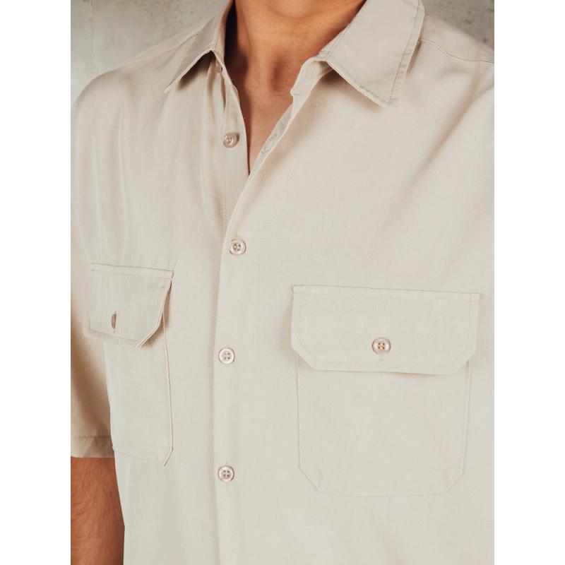 Pánská košile s krátkým rukávem béžová