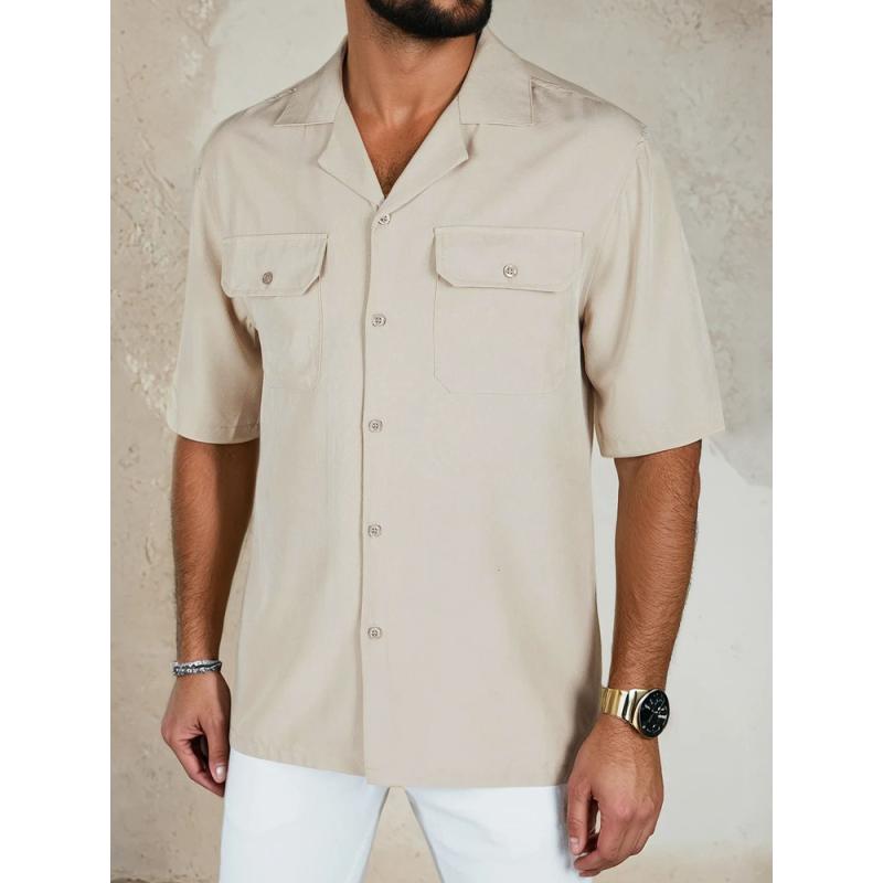 Pánská košile s krátkým rukávem béžová
