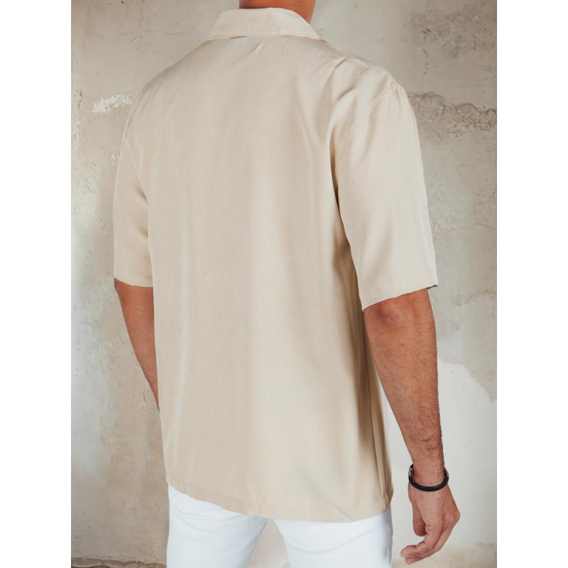 Pánská košile s krátkým rukávem béžová