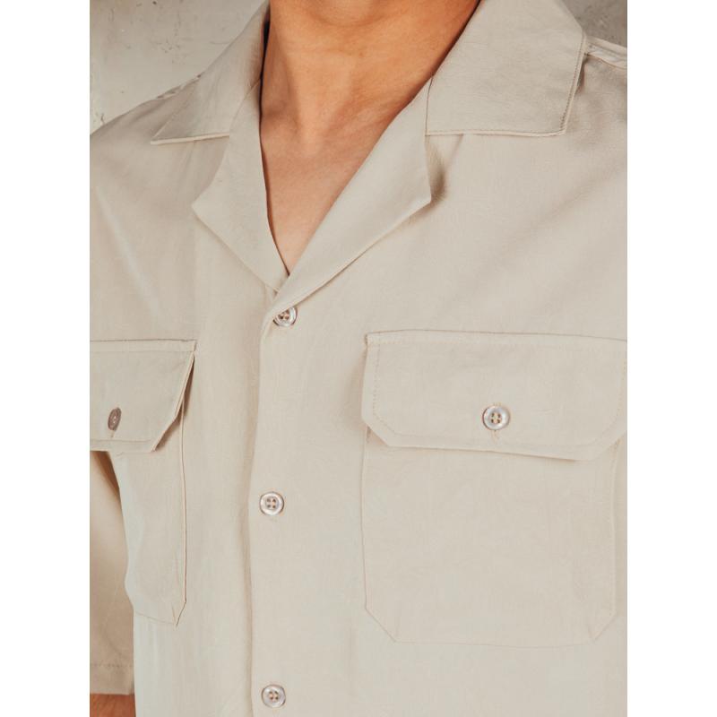 Pánská košile s krátkým rukávem béžová