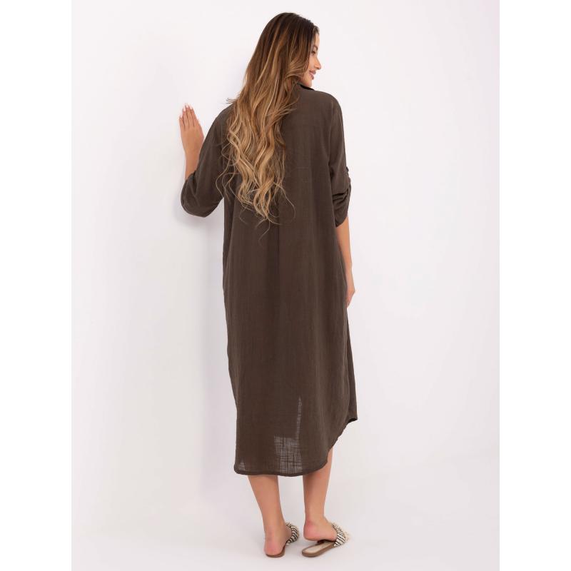 Tmavě hnědé košilové letní šaty OCH BELLA