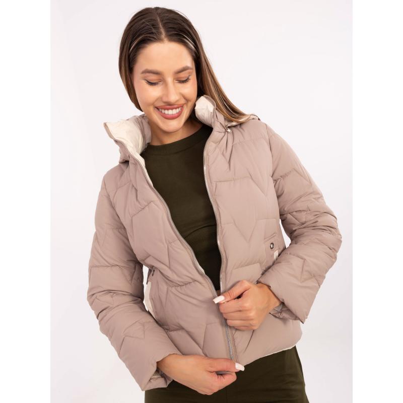 Tmavo béžová dámska prešívaná bunda