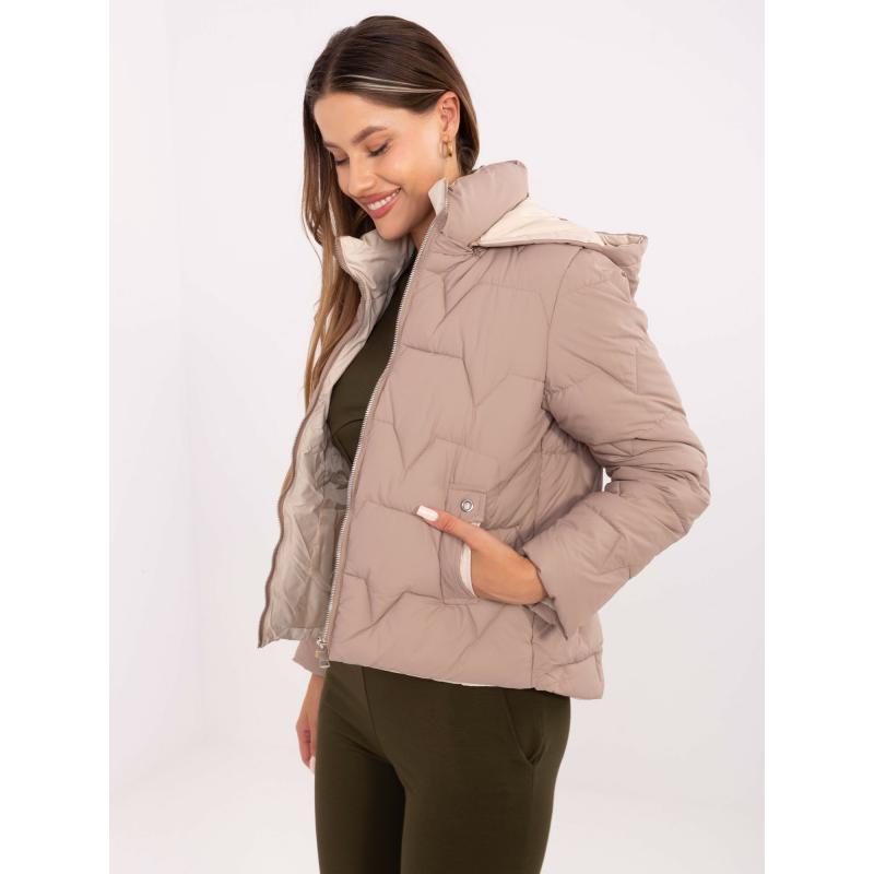 Tmavo béžová dámska prešívaná bunda