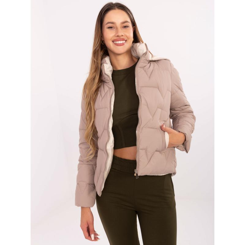 Tmavo béžová dámska prešívaná bunda