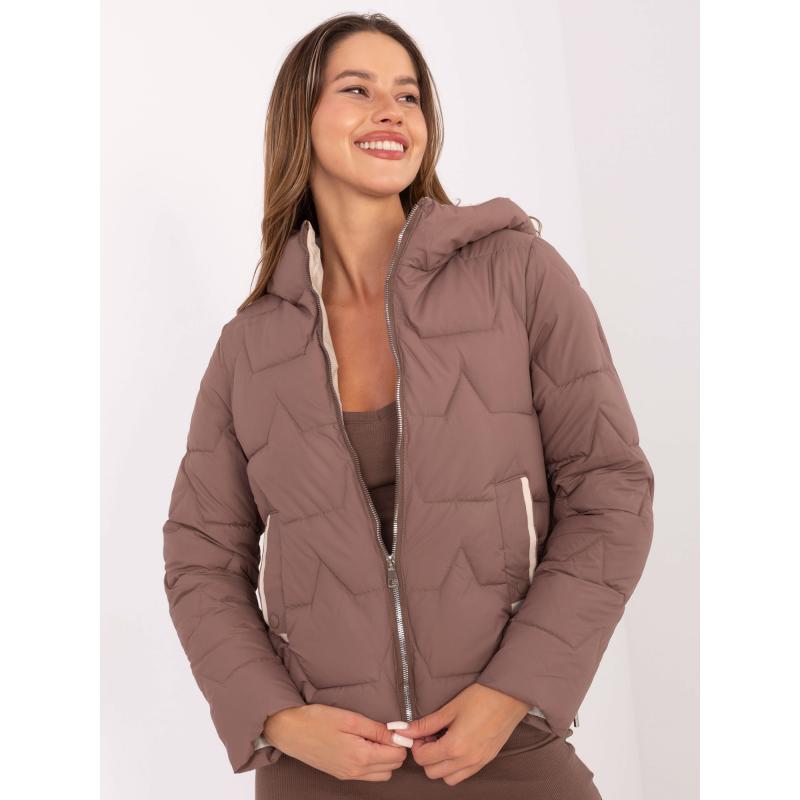 Hnedá dámska bunda s manžetami