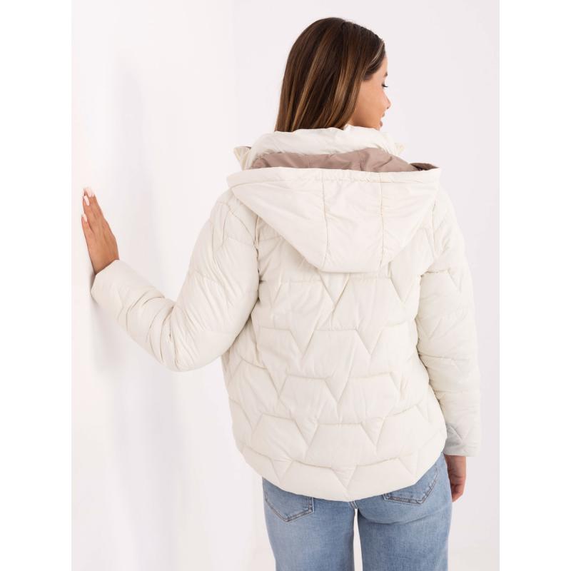 Ecru átmeneti kabát kapucnival