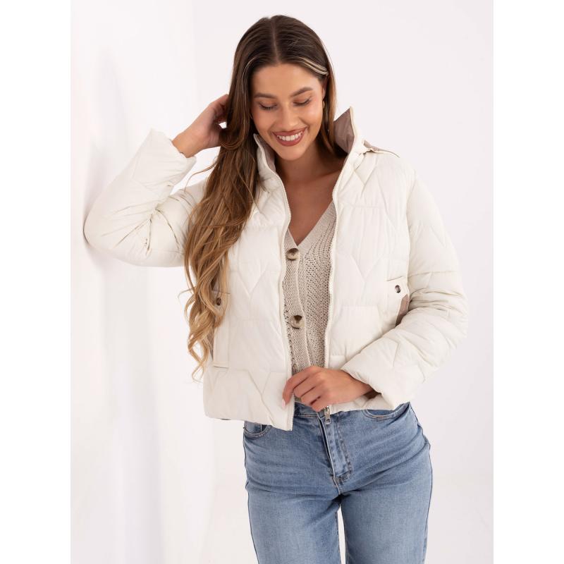 Ecru átmeneti kabát kapucnival