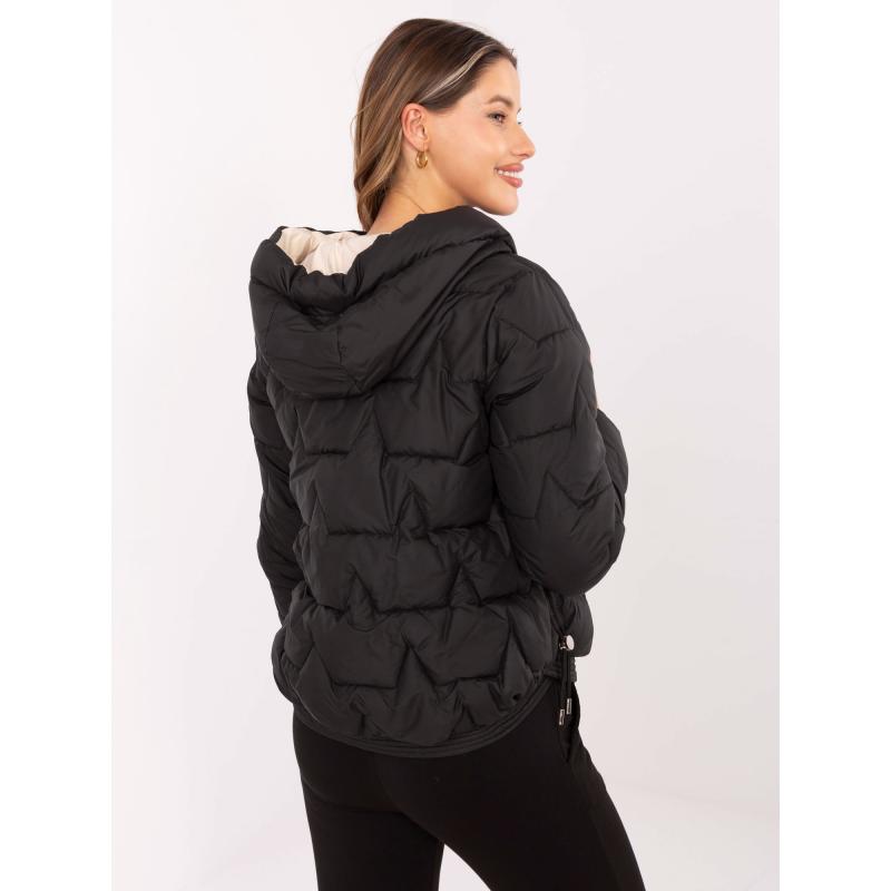 Fekete átmeneti kabát kapucnival