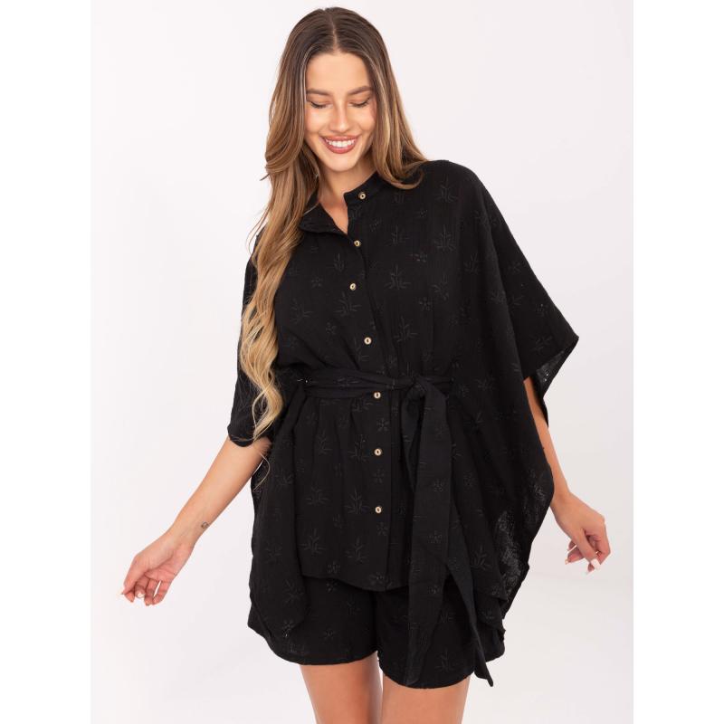 Černý mušelínový letní komplet