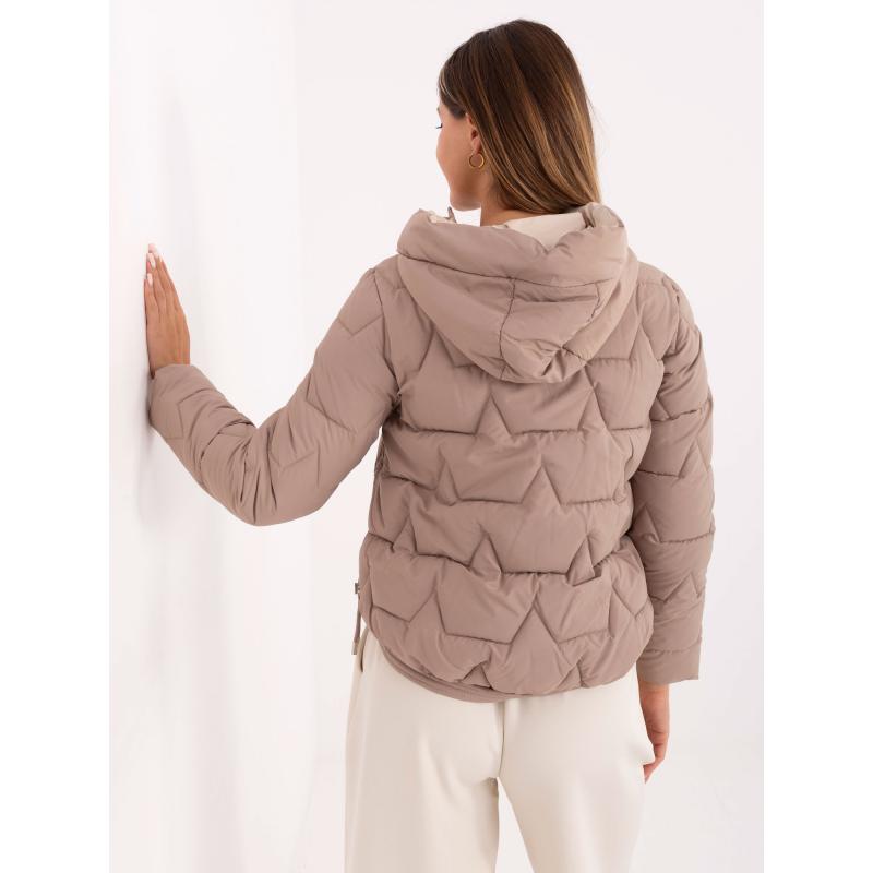 Tmavo béžová prešívaná bunda s vreckami