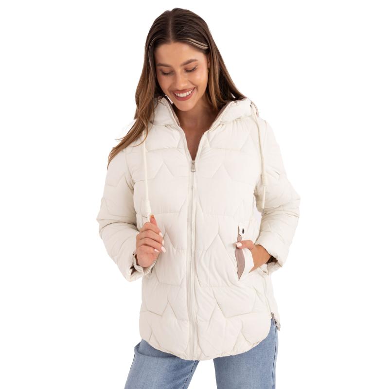 Ecru kabát kapucnival