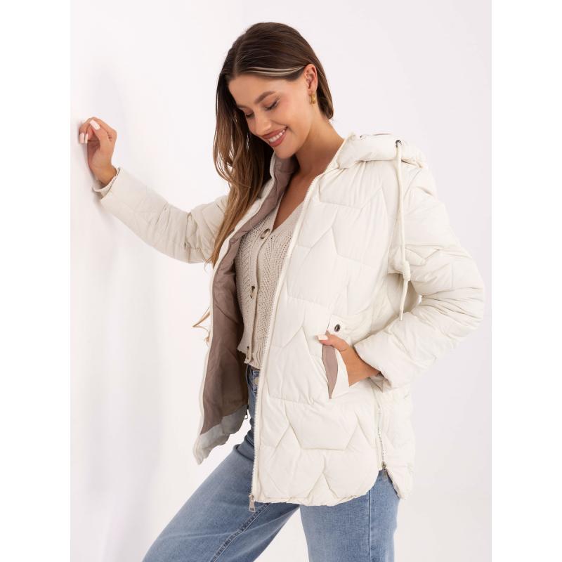 Ecru kabát kapucnival