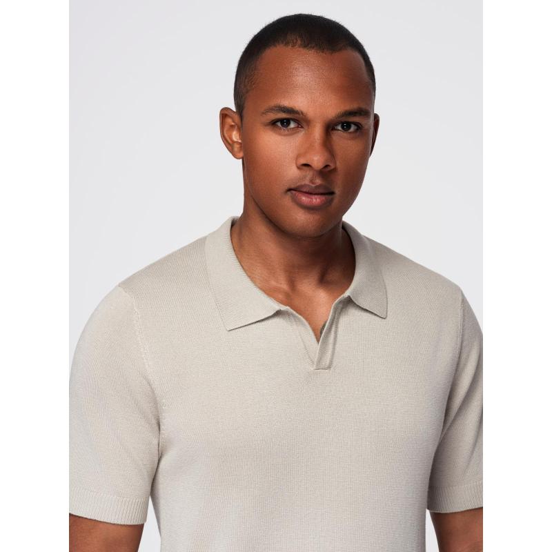 Férfi kabát magas gallérral és aszimmetrikus gombolással – szürke melange V1 OM-COWC-0141