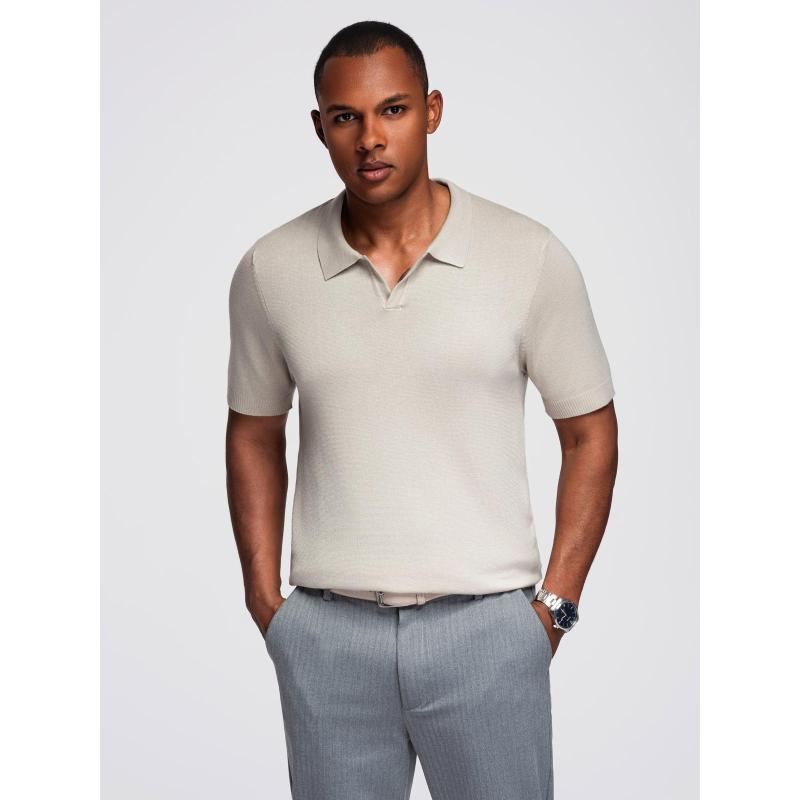 Férfi kabát magas gallérral és aszimmetrikus gombolással – szürke melange V1 OM-COWC-0141