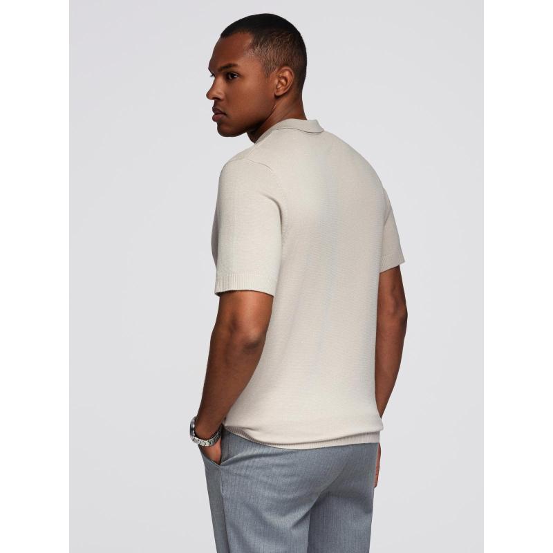 Férfi kabát magas gallérral és aszimmetrikus gombolással – szürke melange V1 OM-COWC-0141