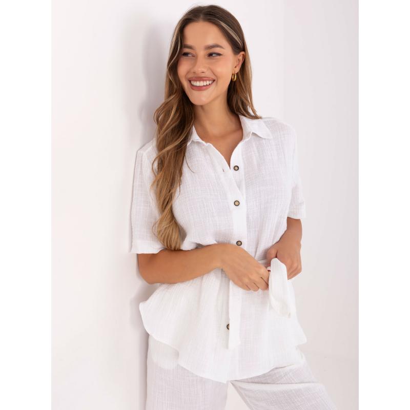 Bílá mušelínová souprava s bermudami