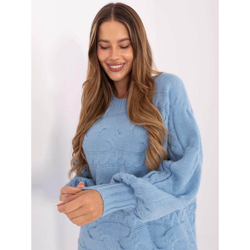 Fluoreszkáló rózsaszín, laza pulóver, rugalmas mandzsettával