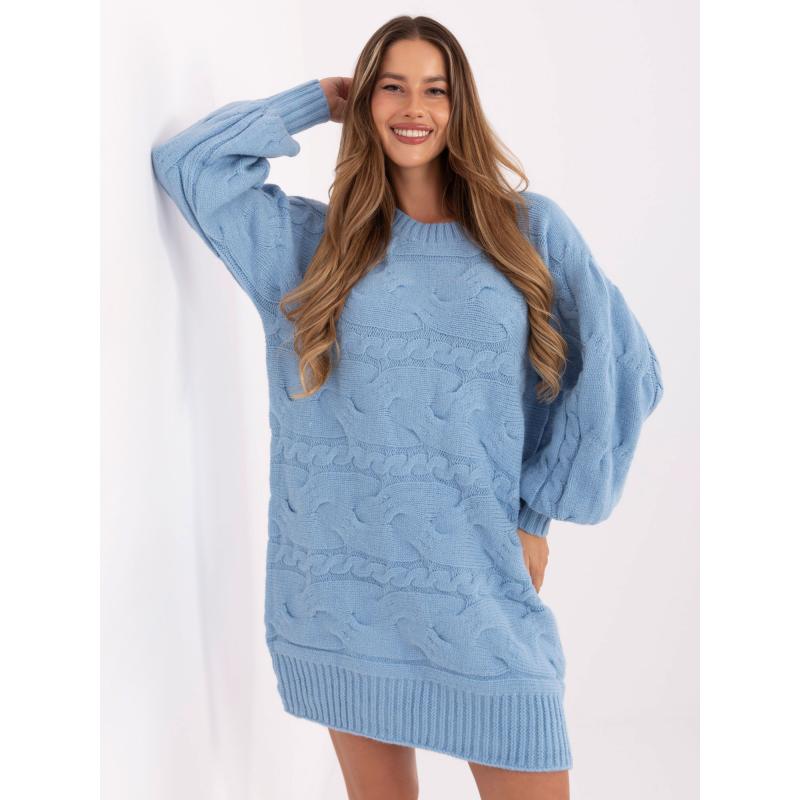 Fluoreszkáló rózsaszín, laza pulóver, rugalmas mandzsettával