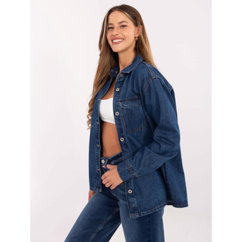 Tmavo modrá džínsová bunda s golierom SUBLEVEL