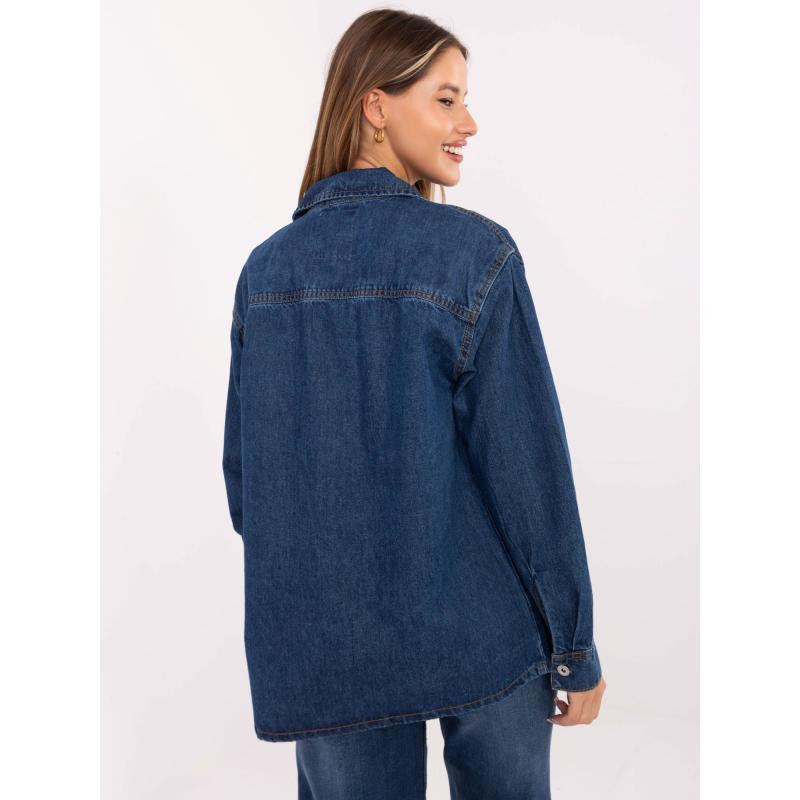 Tmavo modrá džínsová bunda s golierom SUBLEVEL