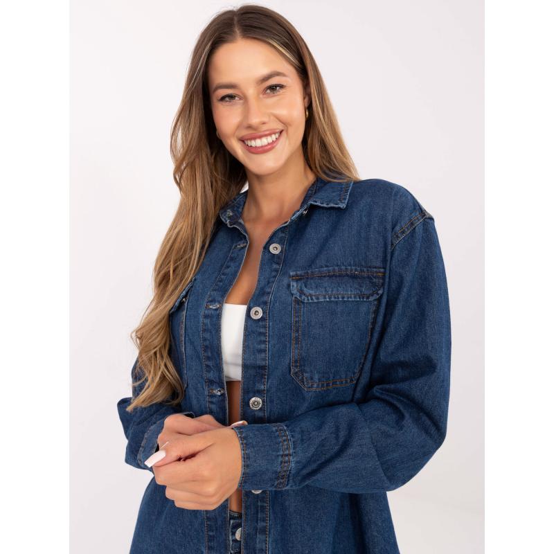 Tmavo modrá džínsová bunda s golierom SUBLEVEL