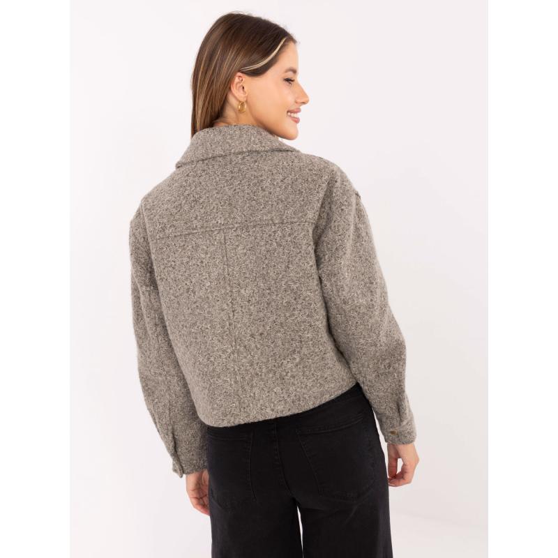 Sivá bouclé bunda s golierom SUBLEVEL