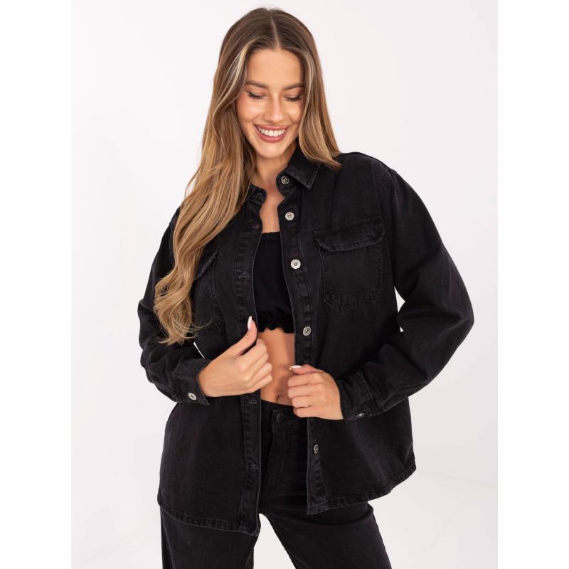 Čierna džínsová bunda s vreckami SUBLEVEL