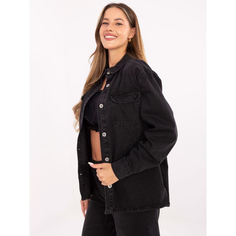 Čierna džínsová bunda s vreckami SUBLEVEL