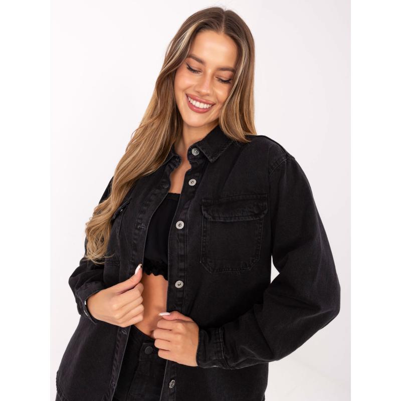 Čierna džínsová bunda s vreckami SUBLEVEL