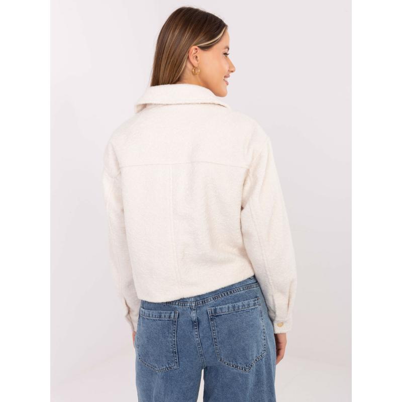 Ecru rövid bouclé kabát cipzárral SUBLEVEL