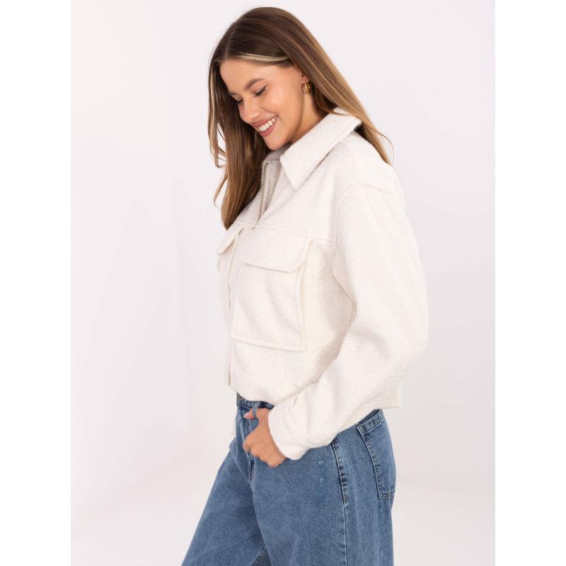 Ecru rövid bouclé kabát cipzárral SUBLEVEL