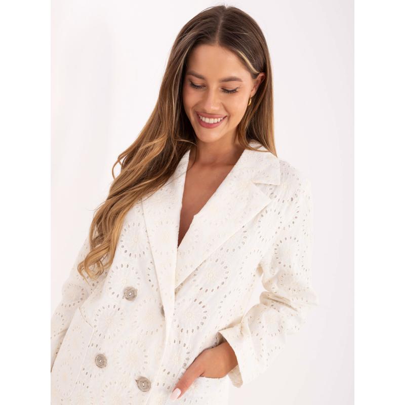 Ecru elegantná bunda s výšivkou