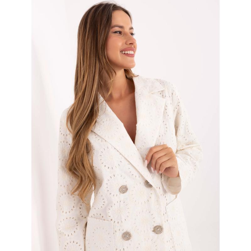 Ecru elegantná bunda s výšivkou