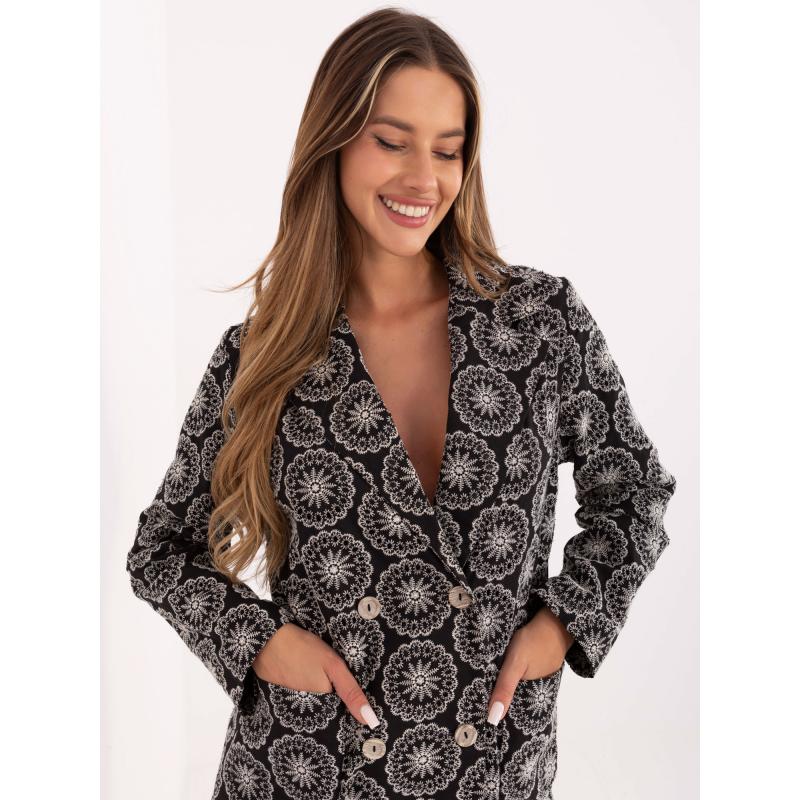 Čierna priehľadná bunda s vreckami